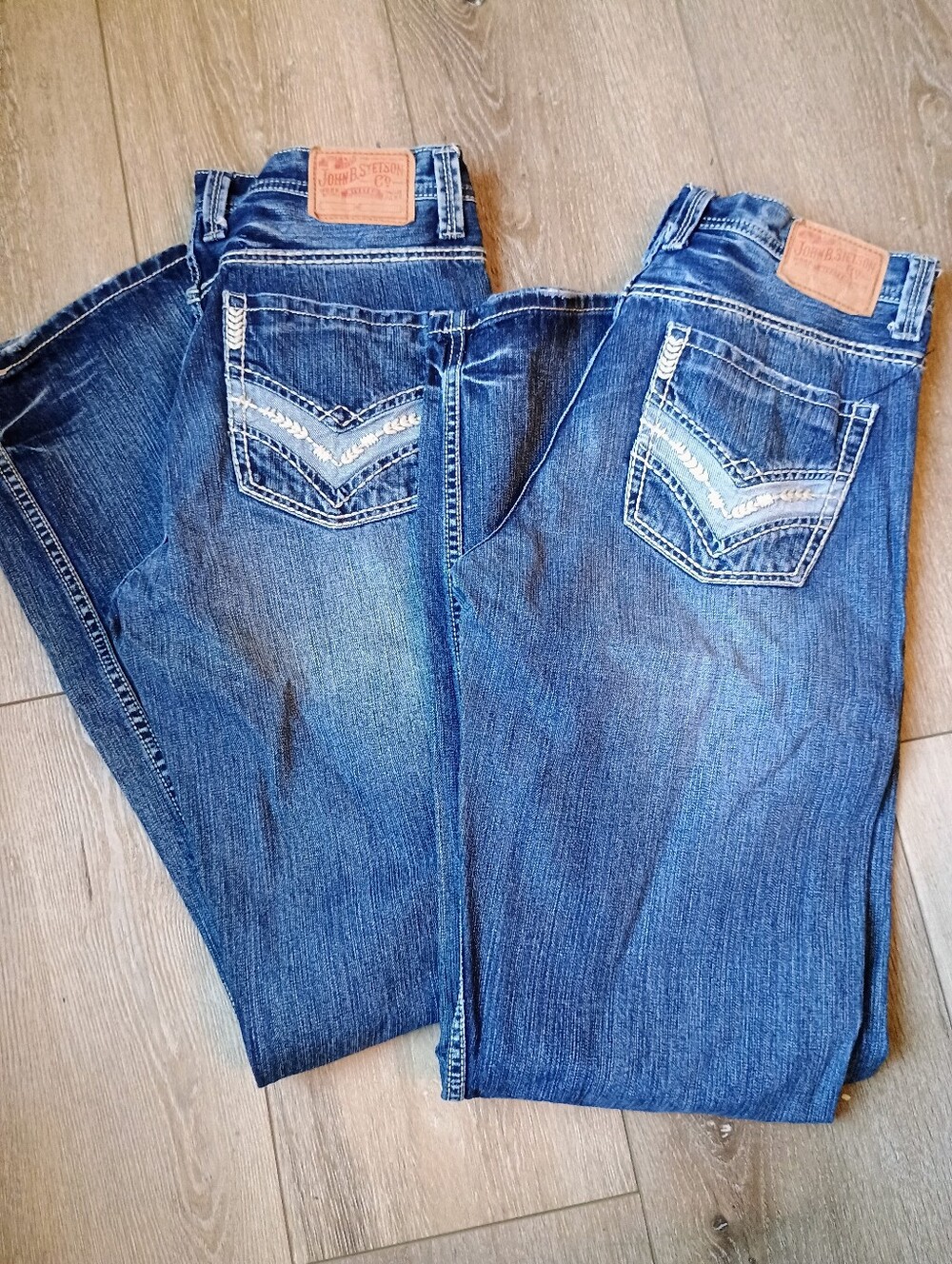 John B Stetson Mens Blue Jeans Western Cowboy Sz 35x38 - 2 Pairs Straight 1312